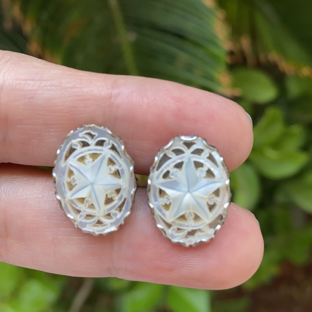 Vintage Mother of Pearl Hand-Carved Cufflinks